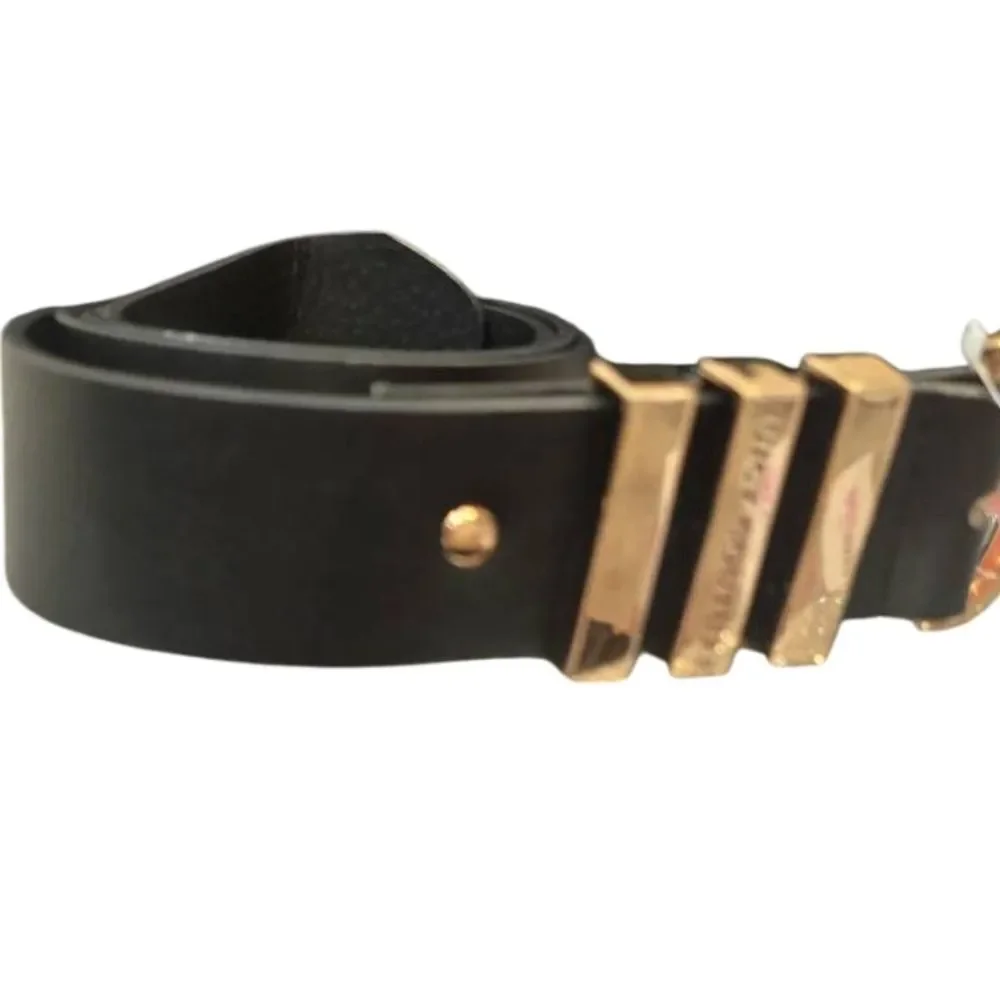 Juicy Couture Gold Logo Three Bar Belt-‎ Black